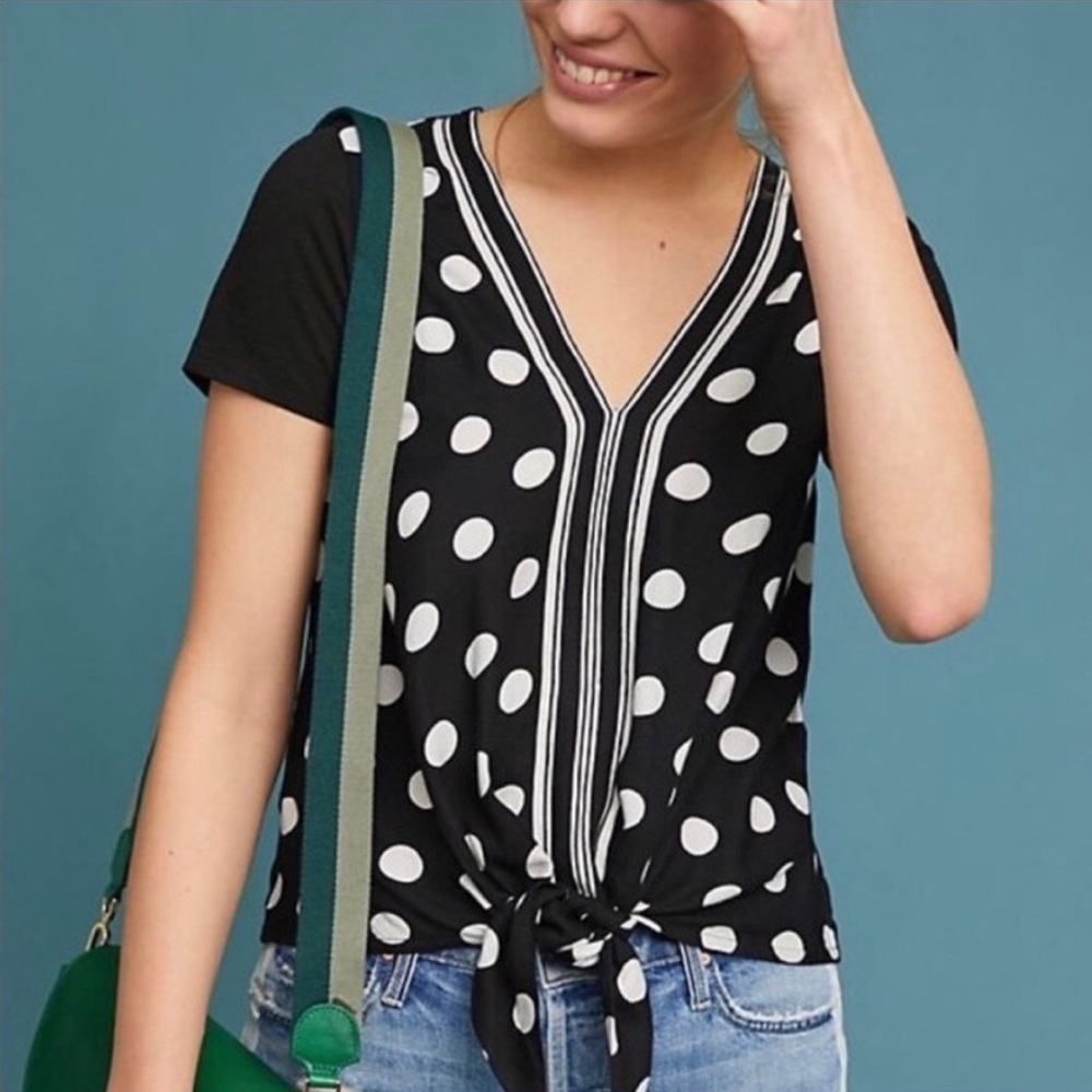 ANTHRO AKEMI + KIN Black and White polka dot top small